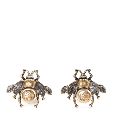 gucci bee earrings with pearls|safety pin earrings gucci.